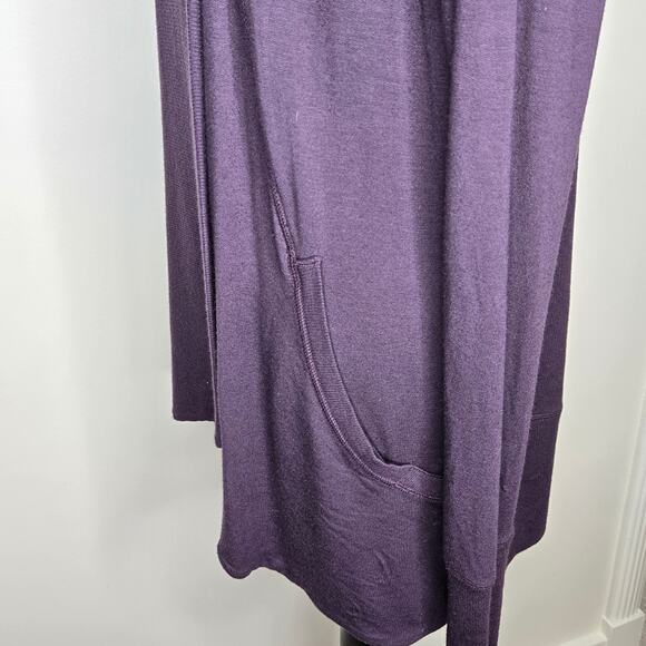 ATHLETA Womens Plum Open Front Cardigan with Pockets Generous Size XS - Picture 5 of 12
